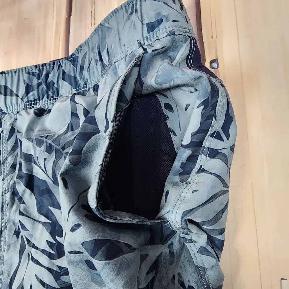 Speedo Mens M Swim Trunks Shorts Palm Hawiian Boxer Mesh Lined Tie Front Pockets